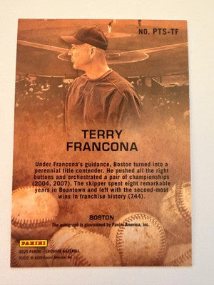 2025 Panini Crusade Terry Francona Past Time Signatures Silver /99 PTS-TF Boston