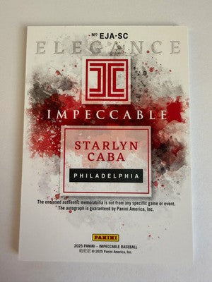 2025 Impeccable Starlyn Caba Elegance Jersey Auto Patch /25 EJA-SC Phillies