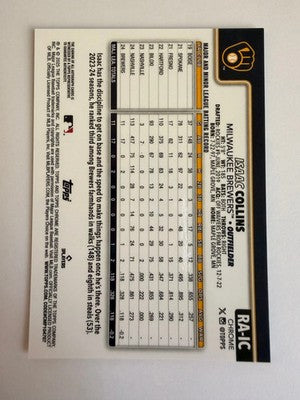 2025 Topps Chrome Isaac Collins Auto RC Gold /50 RA-IC Milwaukee Brewers