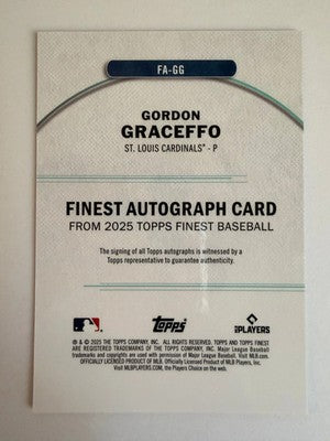 2025 Topps Finest Gordon Graceffo Auto RC FA-GG St Louis Cardinals