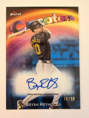 2025 Topps Finest Bryan Reynolds Creators Auto Blue Refractor /99 CAV-BR