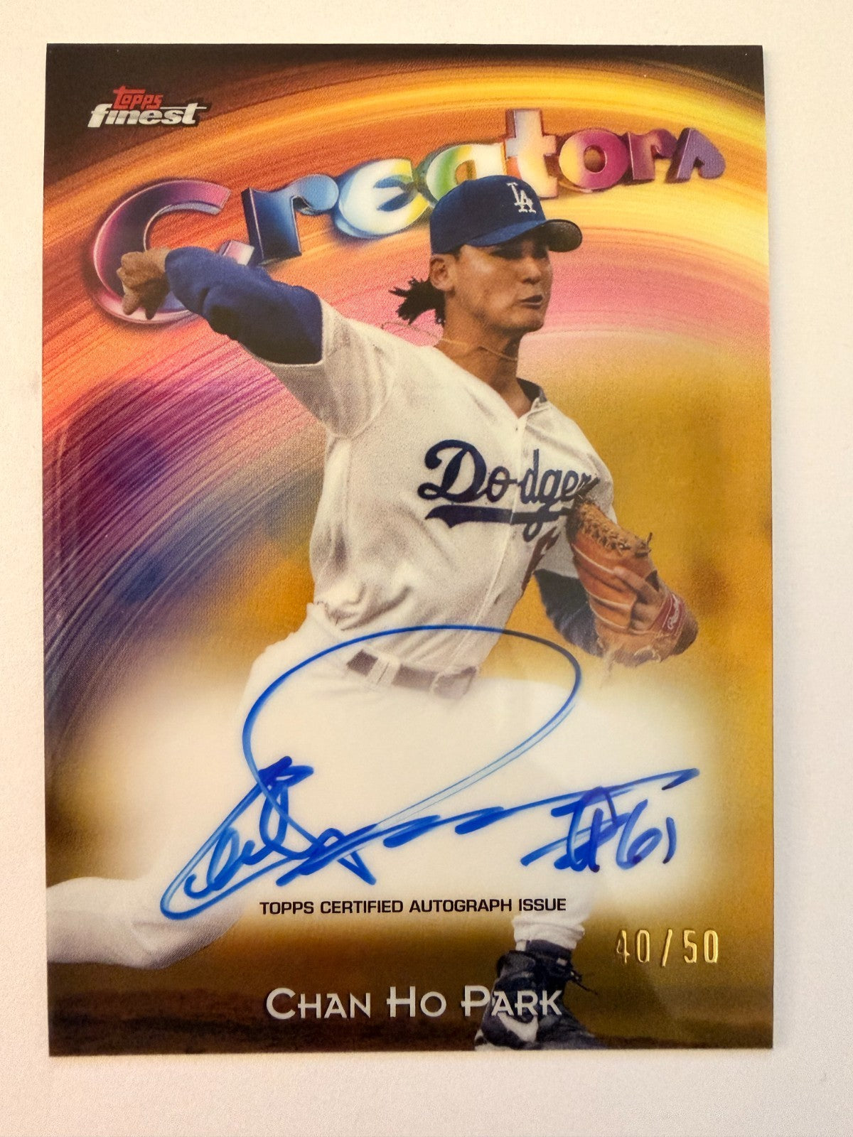 2025 Topps Finest - Creators Autographs Chan Ho Park #CAV-CP Gold Refractor /50