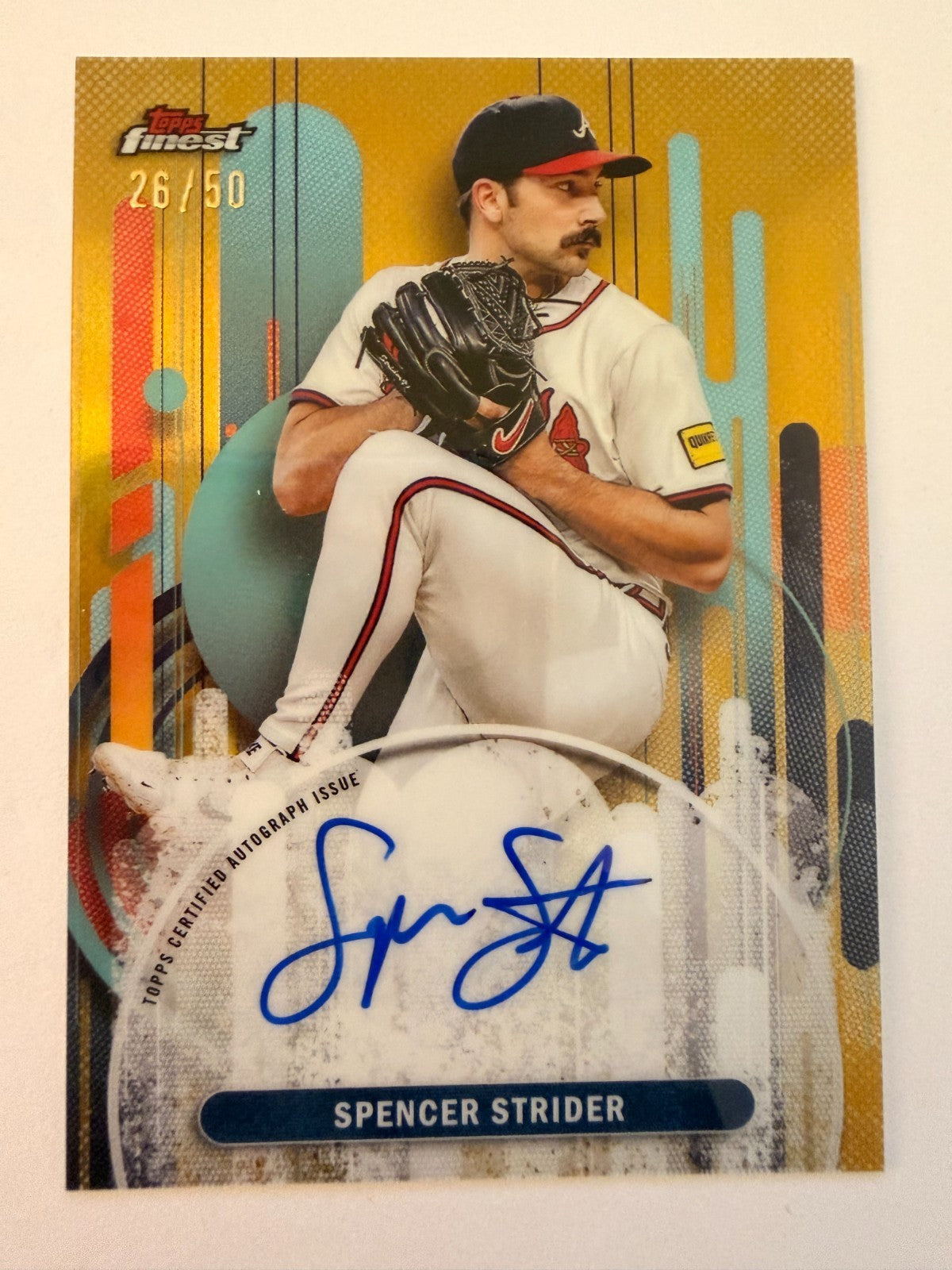 2025 Topps Finest - Finest Autographs Spencer Strider #FA-SST Gold Refractor /50