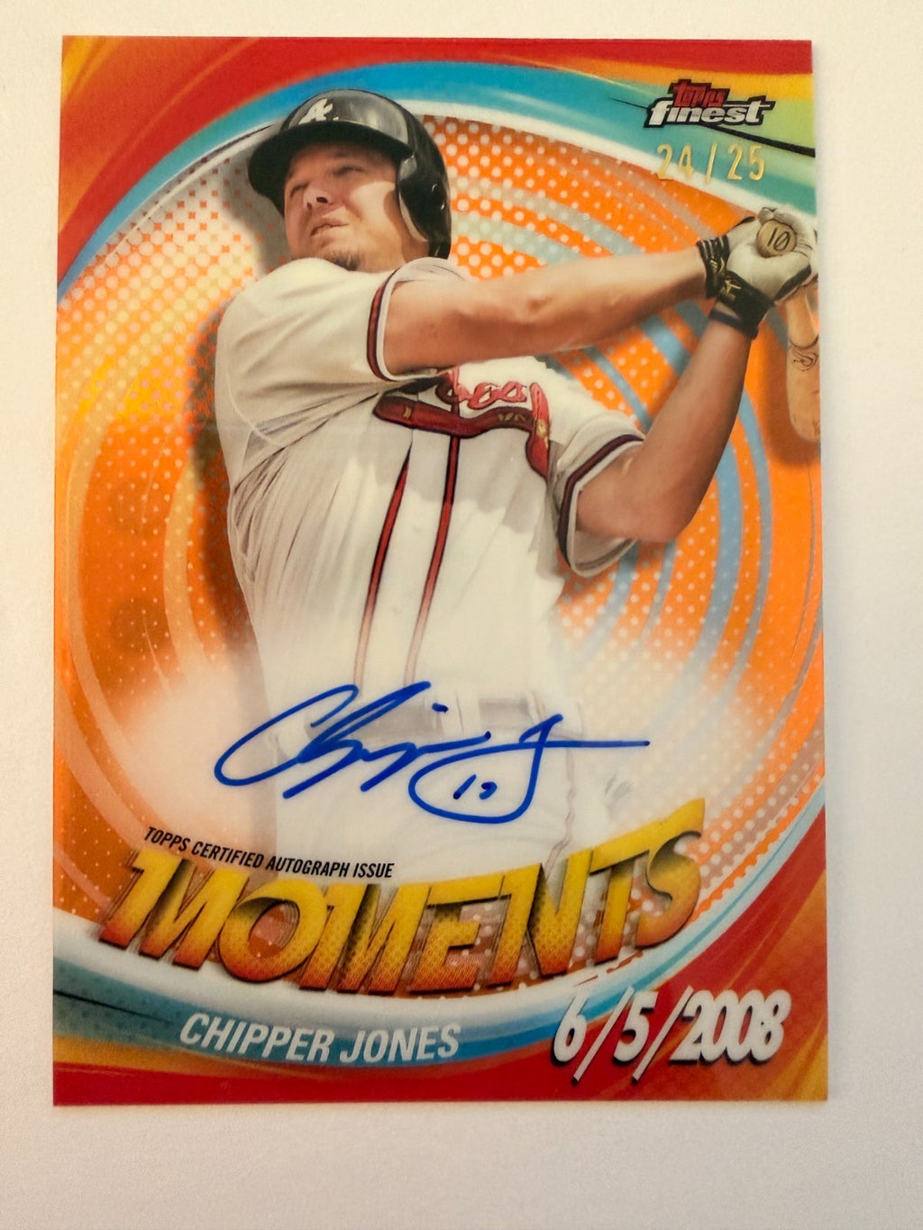2025 Topps Finest Chipper Jones Moments Auto Orange /25 FMA-CJ HOF Braves