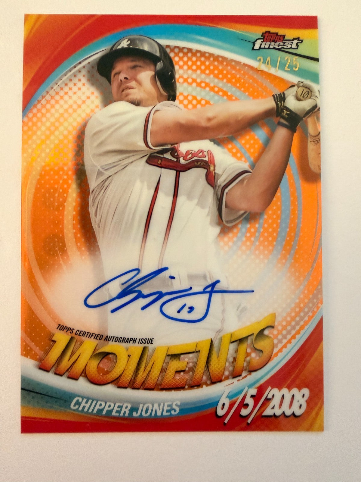 2025 Topps Finest Chipper Jones Moments Auto Orange /25 FMA-CJ HOF Braves
