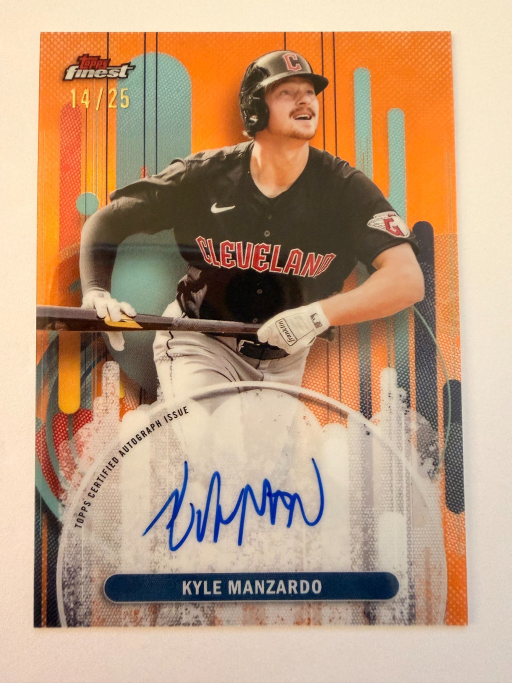 2025 Topps Finest - Finest Autographs Kyle Manzardo #FA-KM Orange Refractor /25