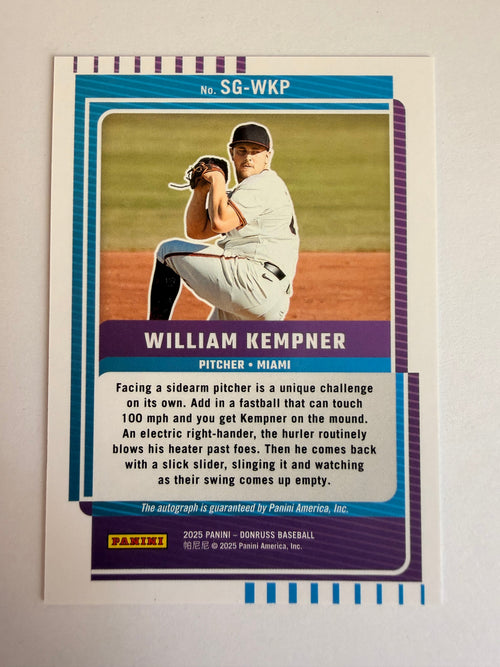 William Kempner 2025 Panini Donruss Signature auto back